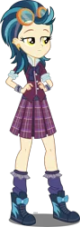 Size: 2000x5636 | Tagged: safe, artist:xebck, derpibooru import, indigo zap, equestria girls, friendship games, clothes, crystal prep academy, crystal prep academy uniform, ear piercing, earring, female, goggles, jewelry, piercing, pleated skirt, school uniform, shoes, simple background, skirt, sneakers, socks, solo, transparent background, vector