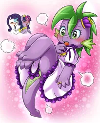 Size: 1500x1828 | Tagged: suggestive, artist:vavacung, derpibooru import, rarity, spike, twilight sparkle, twilight sparkle (alicorn), alicorn, dragon, pony, princess spike (episode), barb, barbabetes, blood, cute, cute little fangs, fangs, glowing horn, holding hooves, ladyboner, nosebleed, princess barb, rule 63, rule63betes, transformation, transgender transformation