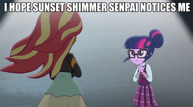 Size: 898x500 | Tagged: safe, derpibooru import, screencap, sci-twi, sunset shimmer, twilight sparkle, equestria girls, friendship games, female, image macro, lesbian, meme, scitwishimmer, senpai, shipping, sunsetsparkle