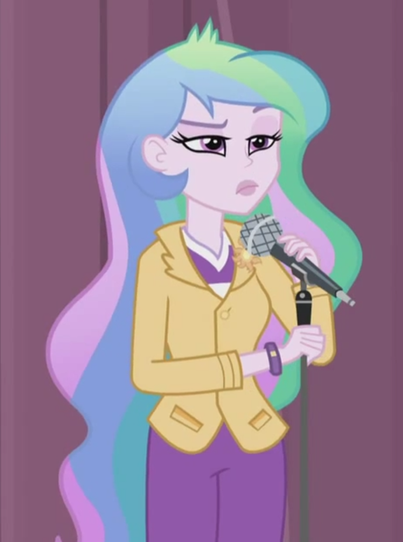 Size: 695x935 | Tagged: safe, derpibooru import, screencap, princess celestia, equestria girls, friendship games, celestia is not amused, female, principal celestia, solo, unamused