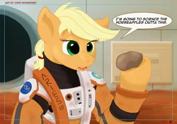 Size: 1280x900 | Tagged: safe, artist:digoraccoon, derpibooru import, applejack, semi-anthro, astronaut, crossover, mars, potato, solo, space, spacesuit, the martian