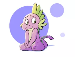 Size: 1280x960 | Tagged: safe, artist:imsokyo, derpibooru import, spike, dragon, abstract background, baby, baby dragon, commission, cute, male, nervous, sitting, solo, spikabetes
