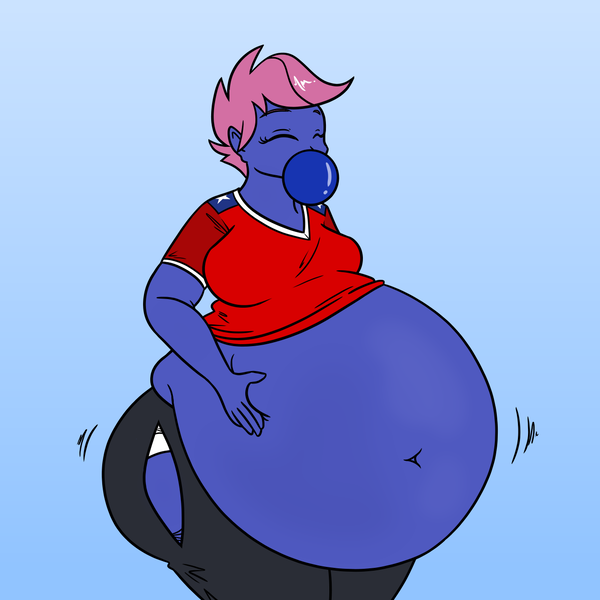 Size: 1250x1250 | Tagged: artist:irateliterate, ask feedee twilight, belly, big belly, blueberry inflation, bubblegum, derpibooru import, expansion, fat, food, gum, human, humanized, impossibly large belly, inflation, muffin top, questionable, scootaberry, scootaloo, weight gain