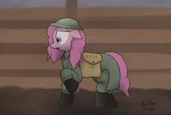 Size: 1824x1227 | Tagged: artist:the-furry-railfan, battle of the somme, brodie helmet, clothes, depressed, derpibooru import, helmet, mud, pinkamena diane pie, pinkie pie, safe, trench, trenchcoat, war, world war i