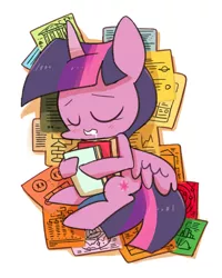 Size: 800x1000 | Tagged: safe, artist:joycall6, derpibooru import, twilight sparkle, twilight sparkle (alicorn), alicorn, pony, book, female, mare, princess sleeping on books, sleeping, solo, that pony sure does love books