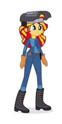 Size: 4000x8000 | Tagged: safe, artist:ivacatherianoid, derpibooru import, sunset shimmer, equestria girls, friendship games, absurd resolution, canterlot high, simple background, solo, sunset welder, transparent background, vector, welding mask, wondercolts