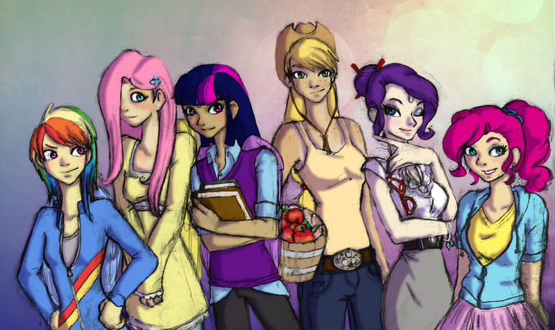 Size: 1632x972 | Tagged: applejack, artist:chipperpony, derpibooru import, fluttershy, human, humanized, mane six, pinkie pie, rainbow dash, rarity, safe, twilight sparkle, winged humanization