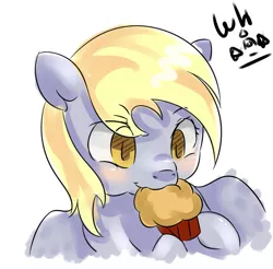 Size: 1024x1009 | Tagged: safe, artist:walthooves, derpibooru import, derpy hooves, pegasus, pony, eating, female, mare, muffin, nom, solo, that pony sure does love muffins