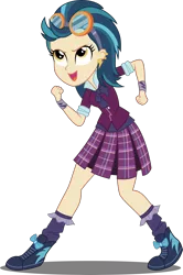 Size: 3000x4530 | Tagged: safe, artist:xebck, derpibooru import, indigo zap, equestria girls, friendship games, absurd resolution, clothes, crystal prep academy, crystal prep academy uniform, crystal prep shadowbolts, cute, ear piercing, excited, goggles, piercing, pleated skirt, school uniform, simple background, skirt, solo, transparent background, vector, zapabetes