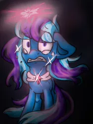 Size: 768x1024 | Tagged: safe, artist:nightdragon204, derpibooru import, oc, oc:sapphire sparkle, unofficial characters only, ask sapphire sparkle, crying, magic, magical lesbian spawn, offspring, parents:twixie, parent:trixie, parent:twilight sparkle, solo