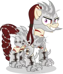 Size: 2889x3377 | Tagged: safe, artist:vector-brony, derpibooru import, oc, oc:rampage, unofficial characters only, earth pony, pony, fallout equestria, fallout equestria: project horizons, armor, barbed wire, metal, party time mintals, simple background, spikes, transparent background, vector