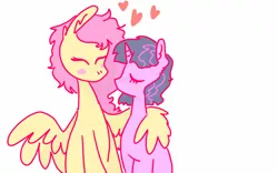 Size: 1280x800 | Tagged: artist:swineburst, blushing, derpibooru import, female, fluttershy, heart, hug, lesbian, safe, shipping, twilight sparkle, twishy, winghug