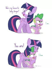 Size: 1050x1436 | Tagged: safe, artist:dm29, derpibooru import, spike, twilight sparkle, twilight sparkle (alicorn), alicorn, pony, annoyed, comic, dialogue, duo, female, hug, mama twilight, mare, spike is not amused, spikelove