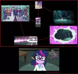 Size: 2472x2340 | Tagged: safe, derpibooru import, crystal lullaby, marco dafoy, sci-twi, spike, spike the regular dog, starlight glimmer, twilight sparkle, zephyr, dog, amending fences, bloom and gloom, do princesses dream of magic sheep, equestria girls, friendship games, rainbow rocks, background human, conspiracy theory, crystal prep academy, humane six, image macro, meme, starlight stalker