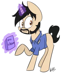 Size: 1243x1410 | Tagged: artist:befishproductions, billy mays, derpibooru import, my little art challenge, oxi clean, ponified, safe, signature, simple background, solo, transparent background