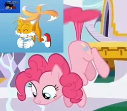 Size: 717x624 | Tagged: amending fences, artist:skye-izumi, comparison, crossover, derpibooru import, dragon ball, fanart from other series, flying, goku, image macro, meme, miles "tails" prower, pinkie being pinkie, pinkiecopter, pinkie physics, pinkie pie, safe, screencap, sonic the hedgehog (series), tailcopter