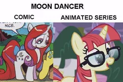 Size: 488x326 | Tagged: safe, derpibooru import, idw, moondancer, unicorn, amending fences, comic, comparison, female, mare