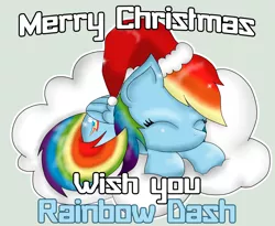 Size: 1850x1520 | Tagged: artist:frozenbat, christmas, cloud, cute, derpibooru import, hat, rainbow dash, safe, santa hat, sleeping