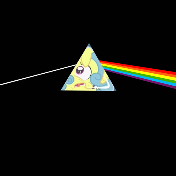 Size: 1900x1900 | Tagged: safe, derpibooru import, edit, lemon hearts, ponified, pony, unicorn, amending fences, album cover, background pony, female, flaskhead hearts, hipgnosis, mare, pink floyd, ponified album cover, prism, solo, the dark side of the moon