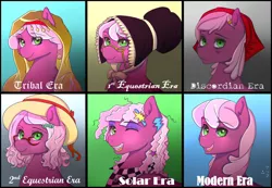Size: 1024x709 | Tagged: safe, artist:marima15, derpibooru import, cheerilee, earth pony, pony, 80s, 80s cheerilee, alternate costumes, alternate hairstyle, bonnet, braces, bust, clothes, cute, fashion, female, glasses, happy, hat, mare, open mouth, portrait, scarf, smiling, solo, unhappy