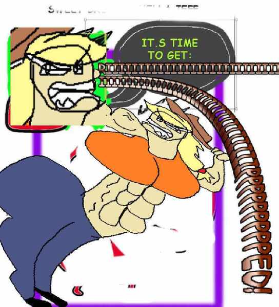 Size: 800x883 | Tagged: 1000 hours in ms paint, applejack, applejacked, artist needed, derpibooru import, homestuck, human, humanized, /mlp/, ms paint, op is on drugs, ripped, safe, solo, stylistic suck, sweet bro and hella jeff, this isn't even my final form, wat