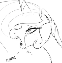 Size: 641x652 | Tagged: artist:zev, crying, derpibooru import, grayscale, monochrome, princess celestia, safe, solo