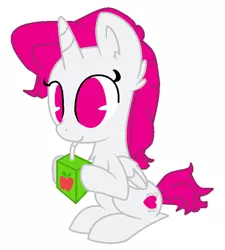Size: 648x719 | Tagged: safe, artist:theinfinitypower487, derpibooru import, oc, oc:heart magic, unofficial characters only, alicorn, pony, alicorn oc, base used, juice, juice box, short tail