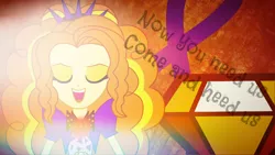 Size: 1366x768 | Tagged: safe, artist:mixiepie, artist:twilightanddashie, derpibooru import, adagio dazzle, human, equestria girls, rainbow rocks, bright, cutie mark, eyes closed, glow, open mouth, quote, singing, smiling, text, vector, wallpaper