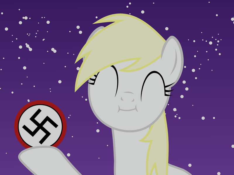 Size: 2560x1920 | Tagged: safe, artist:accu, derpibooru import, edit, oc, oc:aryanne, unofficial characters only, earth pony, pony, ball, bite mark, eyes closed, female, holding, nazi, orson welles, snow, snow globe, snowfall, solo, swastika, vector