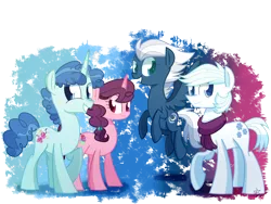 Size: 4000x3000 | Tagged: safe, artist:yaaaco, derpibooru import, double diamond, night glider, party favor, sugar belle, pony, cute, double dawwmond, equal four, favorbetes, glideabetes, grin, looking at you, raised hoof, smiling, sugarbetes