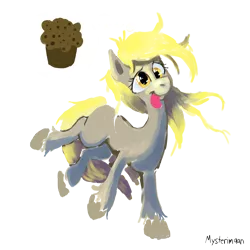 Size: 3000x3000 | Tagged: safe, artist:mysterimaan, derpibooru import, derpy hooves, pegasus, pony, female, mare, missing cutie mark, muffin, simple background, solo, transparent background, wingless