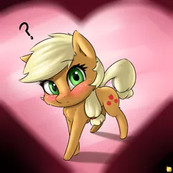 Size: 2700x2700 | Tagged: safe, artist:captainpudgemuffin, derpibooru import, applejack, earth pony, pony, applecat, blushing, chest fluff, confused, cute, female, jackabetes, looking at you, question mark, solo