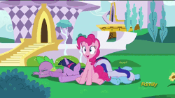 Size: 850x478 | Tagged: safe, derpibooru import, edit, edited screencap, screencap, minuette, pinkie pie, scootaloo, spike, twilight sparkle, twilight sparkle (alicorn), alicorn, dragon, earth pony, pegasus, pony, unicorn, amending fences, animated, canterlot, everyone but scootaloo can fly, eyes closed, faceplant, female, filly, frown, looking up, male, mare, pinkie being pinkie, pinkie physics, pinkiecopter, prone, sad, scootaloo can't fly, scootalove denied, smiling, tailcopter, wat, we are going to hell, when you see it, wide eyes