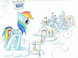 Size: 1710x1275 | Tagged: artist:kriahfox, cloudsdale, derpibooru import, rainbow dash, safe, solo