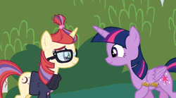 Size: 610x340 | Tagged: safe, artist:superedit, derpibooru import, edit, edited screencap, screencap, moondancer, twilight sparkle, twilight sparkle (alicorn), alicorn, pony, unicorn, amending fences, animated, bedroom eyes, bipedal, blue mane, blushing, bush, clothes, crying, cute, cutie mark, daaaaaaaaaaaw, dancerbetes, discovery family, discovery family logo, eyes closed, female, floppy ears, glasses, grass, horn, hug, kiss edit, kissing, lesbian, long mane, mare, multicolored mane, outdoors, pink mane, purple mane, red mane, shipping, smiling, spread wings, surprise kiss, sweater, tail, the great and powerful superedit, twiabetes, twidancer, wide eyes, wings, wink