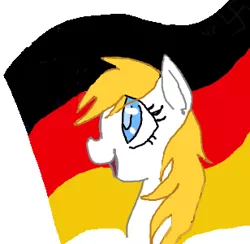 Size: 308x300 | Tagged: safe, derpibooru import, oc, oc:aryanne, unofficial characters only, earth pony, pony, blonde, female, flag, flockmod, germany, head, looking away, solo