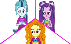 Size: 1024x634 | Tagged: safe, artist:trixiesparkle63, derpibooru import, adagio dazzle, aria blaze, sonata dusk, equestria girls, mobile phone, phone, split screen, the dazzlings