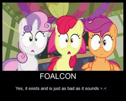 Size: 800x639 | Tagged: apple bloom, cutie mark crusaders, derpibooru import, edit, edited screencap, hearts and hooves day, hearts and hooves day (episode), horrified, motivational poster, ponyville schoolhouse, scootaloo, screencap, shocked, suggestive, sweetie belle