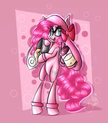 Size: 880x1000 | Tagged: safe, artist:karmamoonshadow, derpibooru import, pinkie pie, inkling, pony, bipedal, solo, splatoon