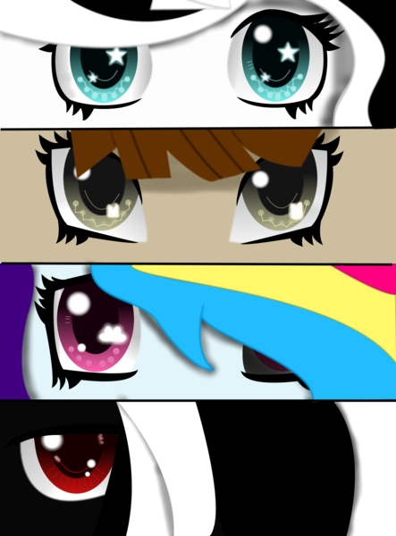 Size: 2488x3371 | Tagged: artist:luperpony13, derpibooru import, eyes, friends, oc, oc:crayon splash, oc:luperpony, oc:rainbow cloud, oc:silver star, persona eyes, safe, unofficial characters only