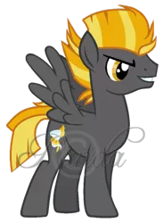 Size: 452x617 | Tagged: safe, artist:ipandacakes, derpibooru import, oc, oc:tempest blaze, unofficial characters only, offspring, parent:lightning dust, parents:thunderdust, parent:thunderlane, solo, watermark