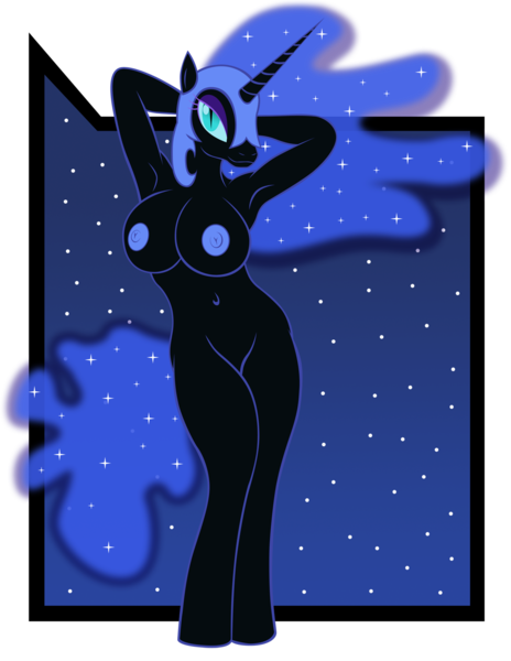 Size: 989x1280 | Tagged: anthro, armpits, artist:danielssj, belly button, big breasts, breasts, busty nightmare moon, derpibooru import, nightmare moon, nipples, nudity, questionable, solo, solo female