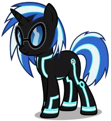 Size: 4908x5326 | Tagged: safe, artist:mrlolcats17, derpibooru import, vinyl scratch, pony, unicorn, absurd resolution, crossover, female, hooves, horn, mare, simple background, smiling, solo, sunglasses, transparent background, tron, vector