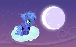 Size: 3193x1984 | Tagged: alternate hairstyle, artist:imageconstructor, cloud, cute, derpibooru import, filly, happy, looking at you, moon, night, princess luna, punklight sparkle, safe, sky, smiling, solo, spread wings, stars, svg, .svg available, vector, wink, woona