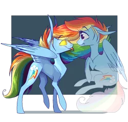 Size: 1050x1000 | Tagged: safe, artist:ask-sophie-the-pony, derpibooru import, rainbow dash, demon, bill cipher, glowing eyes, gravity falls, possessed, tongue out
