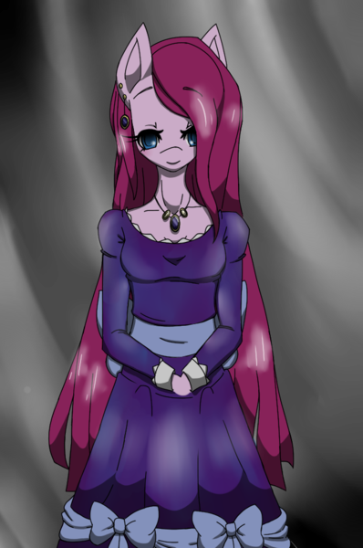 Size: 680x1026 | Tagged: anthro, artist:fiji-firefox, clothes, derpibooru import, dress, mad father, pinkamena diane pie, pinkie pie, reference, safe, solo