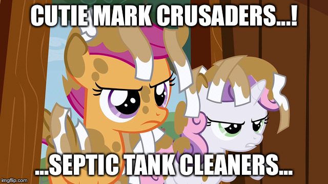 Size: 640x360 | Tagged: cannot unsee, caption, derpibooru import, edit, edited screencap, image macro, meme, out of context, ponyville confidential, poop, safe, scataloo, scootaloo, screencap, sweetie belle, sweetiepoo