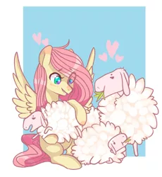 Size: 1280x1391 | Tagged: safe, artist:catzino, derpibooru import, fluttershy, sheep, heart