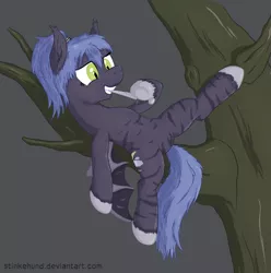 Size: 1959x1976 | Tagged: safe, artist:stinkehund, derpibooru import, oc, unofficial characters only, bat pony, pony, dagger, female, fluffy, knife, solo, stripes, tree