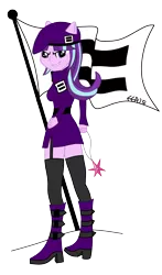 Size: 1895x3228 | Tagged: safe, artist:e-e-r, derpibooru import, starlight glimmer, equestria girls, beret, clothes, dress, equality, equestria girls-ified, flag, ponied up, simple background, solo, starlight himmler, transparent background, vector